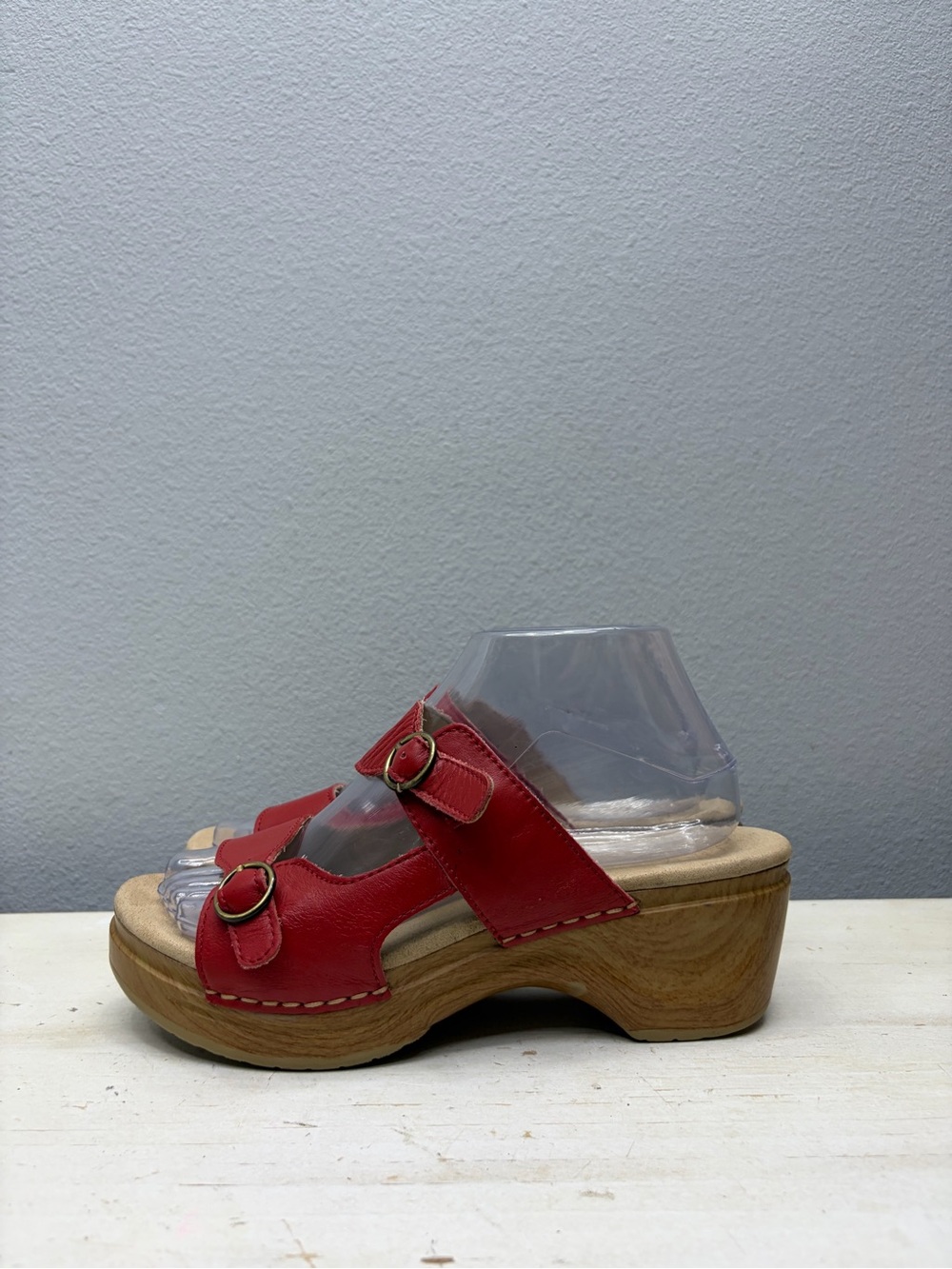 Sanita Red Leather Deanna Sandals Size 39